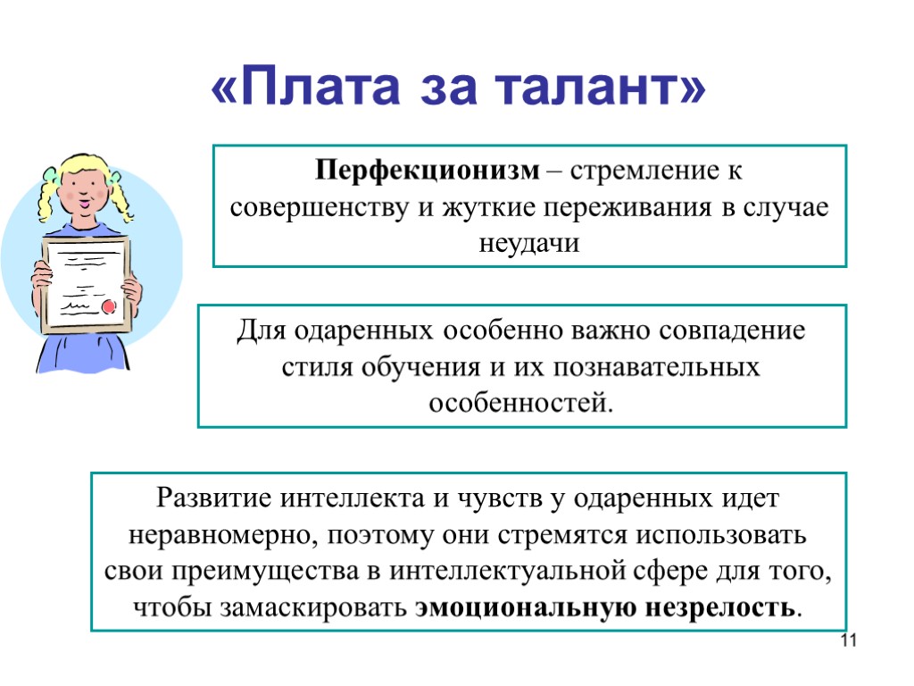 11 «Плата за талант» Перфекционизм – стремление к совершенству и жуткие переживания в случае